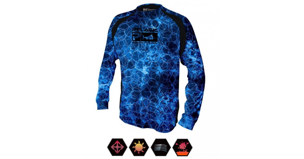 Lake Mead Store: Pelagic VaporTek Hexed Performance Fishing Shirt for Men -  Hexed Aqua - XL